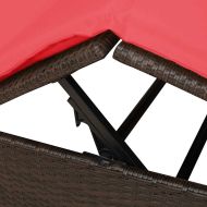 Двуетажно шезлонг с покрив Кафяво 205 x 129 x 200 см PE ратан