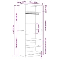 Гардероб Черен дъб 80 x 50 x 200 см Инженерно дърво