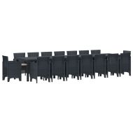 Градински комплект за хранене с възглавници 17 pcs Антрацит ПП