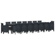 Градински комплект за хранене с възглавници 17 pcs Антрацит ПП