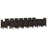 Градински комплект за хранене с възглавници 17 pcs Кафяво ПП