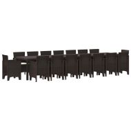 Градински комплект за хранене с възглавници 17 pcs Кафяво ПП