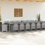 Градински комплект за хранене с възглавници 17 pcs Светлосиво