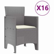 Градински комплект за хранене с възглавници 17 pcs Светлосиво