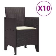 Комплект за хранене в градината 11 pcs Кафяв и Кремав Ратан