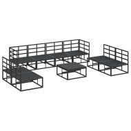 Градински Софа Комплект с възглавница 9 pcs Черно Алуминий