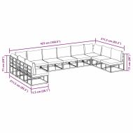 Градински Софа Комплект с възглавница 10 pcs Черен Алуминий