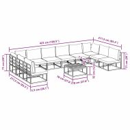 Градински Софа Комплект с възглавница 11 pcs Черен Алуминий