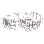 Градински Софа Комплект с възглавница 13 pcs Черен Алуминий