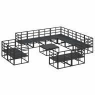 Градински Софа Комплект с възглавница 12 pcs Черен Алуминий