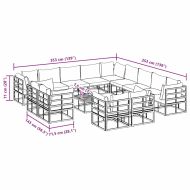 Градински Софа Комплект с възглавница 14 pcs Черен Алуминий