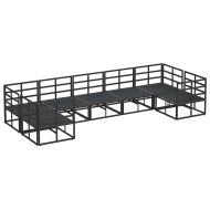 Градински Софа Комплект Черно Алуминий