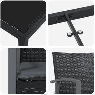 Комплект за хранене в градината 5 pcs Черно Полиратан