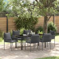 Комплект за хранене в градината 7 pcs Черно Полиратан