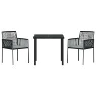 Комплект за хранене в градината 3 pcs Черно Полиратан
