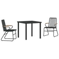 Комплект за хранене в градината 3 pcs Черно PVC ратан