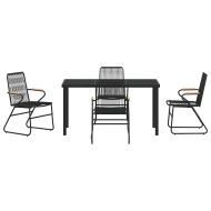 Комплект за хранене в градината 5 pcs Черно PVC ратан