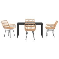 Комплект за хранене в градината 5 pcs Кафяво Полиратан