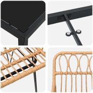 Комплект за хранене в градината 5 pcs Кафяво Полиратан