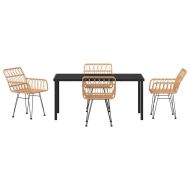 Комплект за хранене в градината 5 pcs Кафяво Полиратан