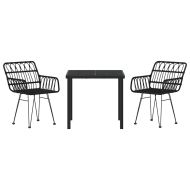 Комплект за хранене в градината 3 pcs Черно Полиратан