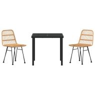 Комплект за хранене в градината 3 pcs Кафяво Полиратан