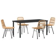 Комплект за хранене в градината 5 pcs Кафяво Полиратан