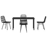 Комплект за хранене в градината 5 pcs Черно Полиратан