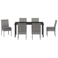 Комплект за хранене в градината 7 pcs Сив Полиратан