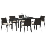 Комплект за хранене в градината 7 pcs Черно Полиратан