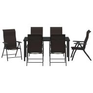 Комплект за хранене в градината 7 pcs Черно кафяво Полиратан