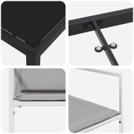 Комплект за хранене в градината 5 pcs Бяло Текстилен и стомана