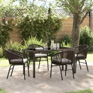 Комплект за хранене в градината 5 pcs Кафяво Полиратан