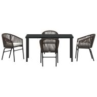 Комплект за хранене в градината 5 pcs Кафяво Полиратан