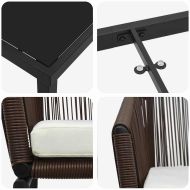 Комплект за хранене в градината 5 pcs Кафяво Полиратан