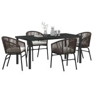 Комплект за хранене в градината 5 pcs Кафяво Полиратан