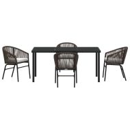 Комплект за хранене в градината 5 pcs Кафяво Полиратан