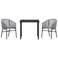 Комплект за хранене в градината 3 pcs Сив Полиратан