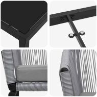 Комплект за хранене в градината 5 pcs Сив Полиратан