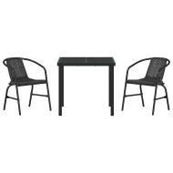 Комплект за хранене в градината 3 pcs Черно Полиратан