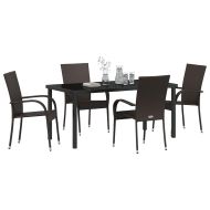 Комплект за хранене в градината 5 pcs Кафяво Полиратан