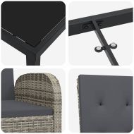 Комплект за хранене в градината 7 pcs Сив полиратан