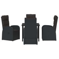 Комплект за хранене в градината 5 pcs Черно полиратан