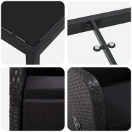 Комплект за хранене в градината 7 pcs Черно полиратан