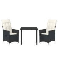 Комплект за хранене в градината 3 pcs Черно Полиратан