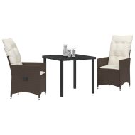 Комплект за хранене в градината 3 pcs Кафяво Полиратан