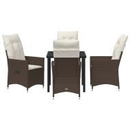 Комплект за хранене в градината 5 pcs Кафяво Полиратан