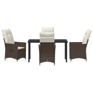 Комплект за хранене в градината 5 pcs Кафяво полиратан