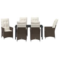 Комплект за хранене в градината 7 pcs Кафяво Полиратан