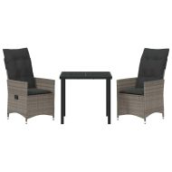 Комплект за хранене в градината 3 pcs Сив полиратан